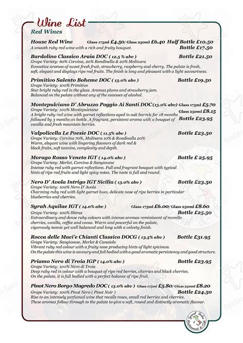 restaurante grand italia menu